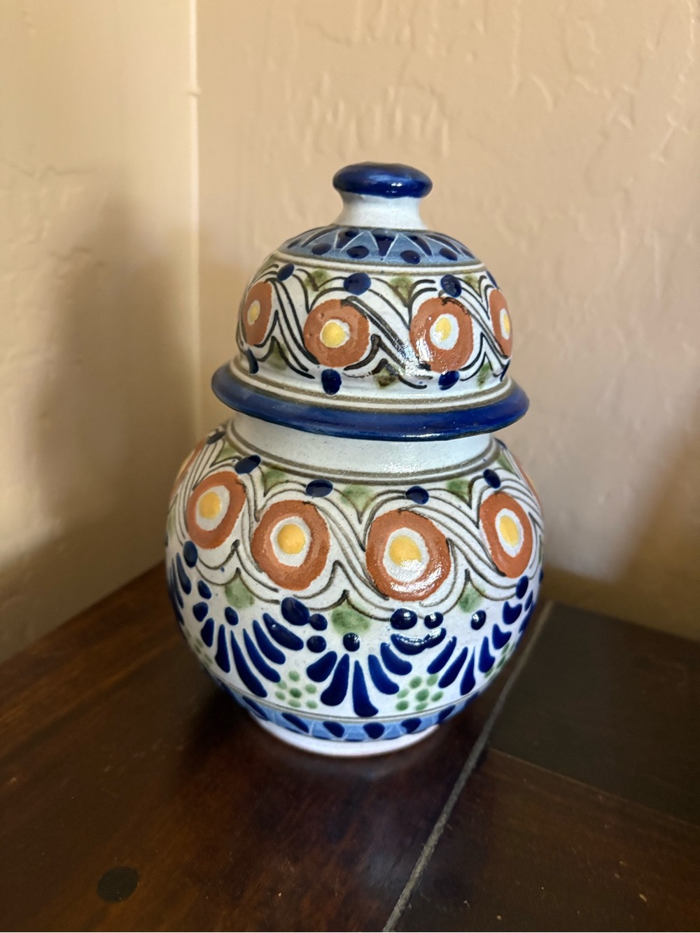 Signed Mexican Talavera Lidded Jar